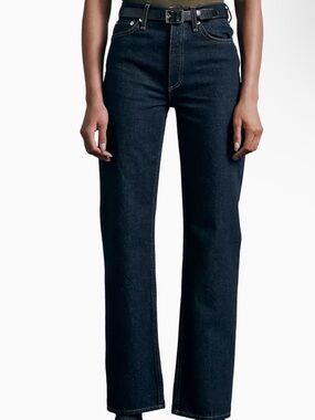 rag & bone High-Rise Straight Leg Jeans in Dark Indigo